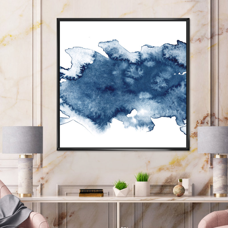«Abstract Classic Blue II», reproduction d'art sur toile moderne, H 36 po x l 36 po x P 1 po, Cadre flottant noir