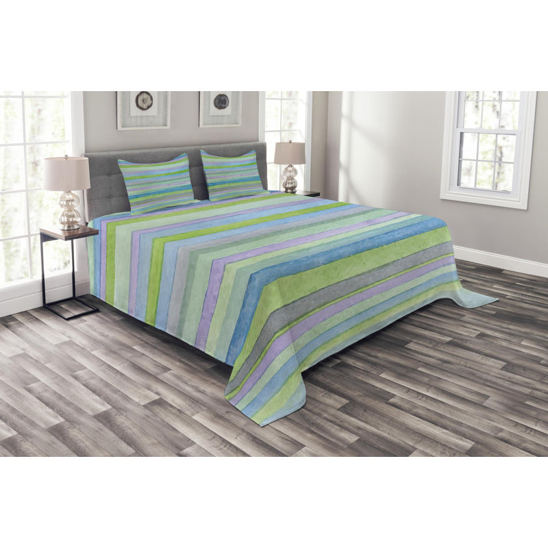 Farmhouse / Country Polyester Striped Coverlet, Queen Coverlet + 2 Shams