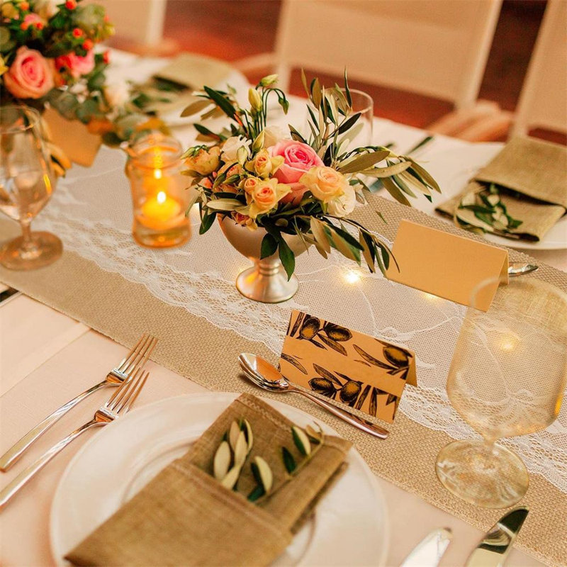 6 linen table flags with lights