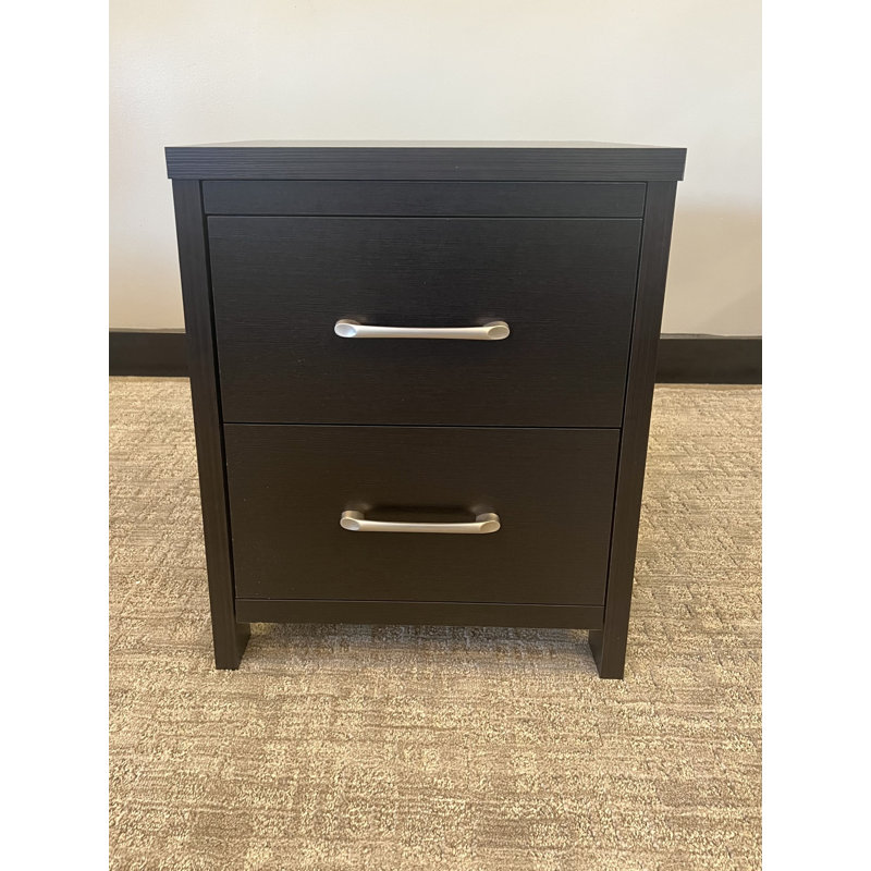 Selena Slide Logic 2 Drawer Nightstand, Black