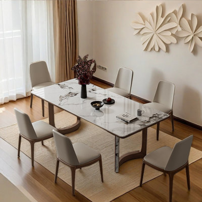 White Ash Table with Sintered Stone and Chairs