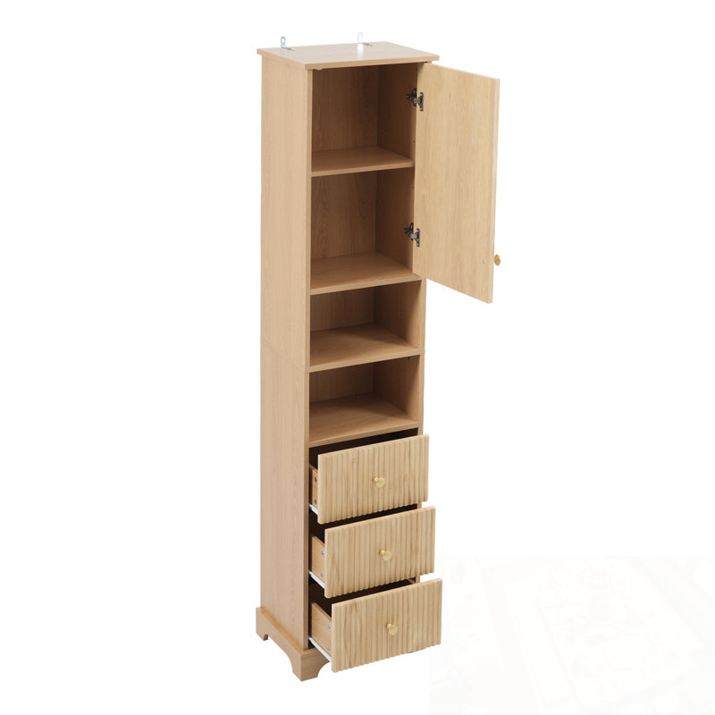 Armoire de salle de bain avec tablette ouverte et 3 tiroirs