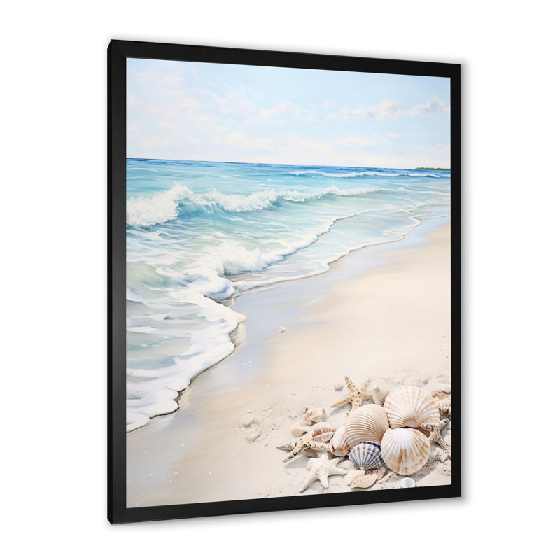 Minimalisme «Beachside Tranquility I», impressions d'art nautique et de plage, H 20 po x l 12 po x P 1 po, Cadre photo noir