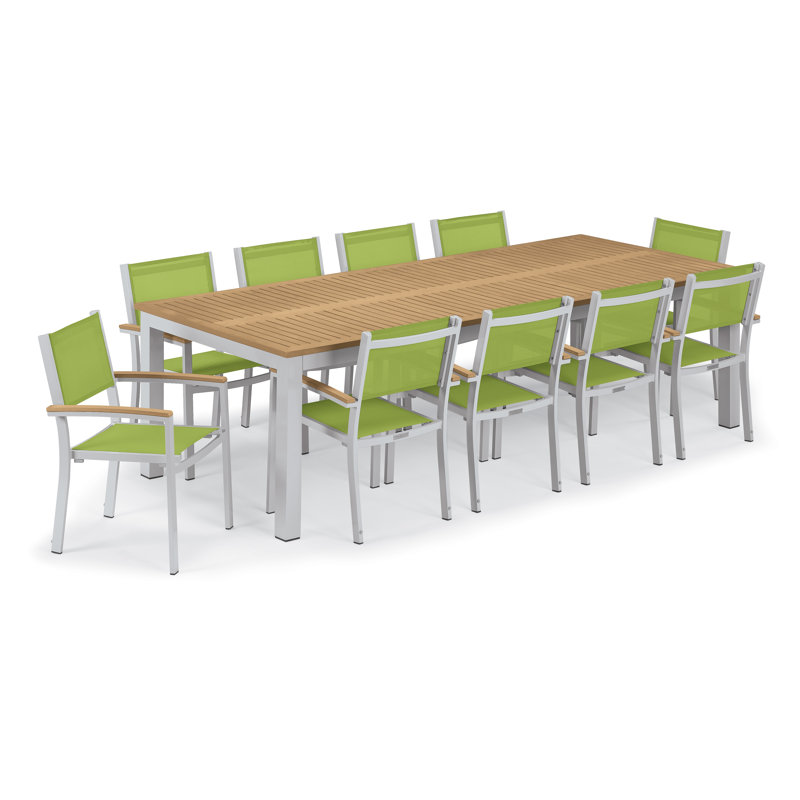 Travira 103" Long Tekwood Outdoor Dining Table, Teakwood Natural