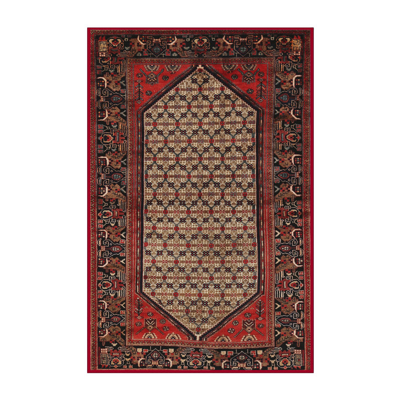 Tapis traditionnel rouge / brun Nobleboro, Rectangle 4 pi x 6 pi