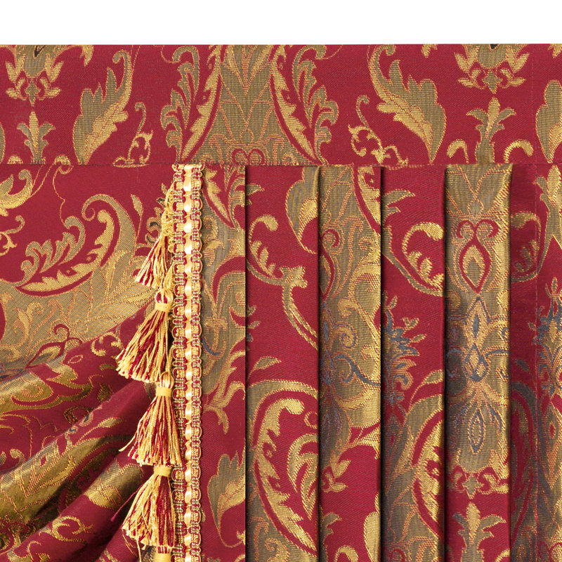 Damask Swag Window Valance in Red, 59" W x 45" L