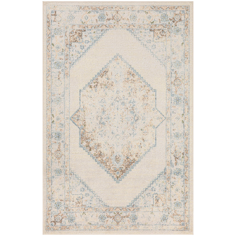 Tapis ivoire lavable à la machine Haydel, Rectangle 2 pi 2 po x 4 pi