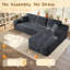 Canapé modulaire en velours côtelé Cloudelle moelleux avec méridienne en L, aucun assemblage requis-1581700256-1581700259