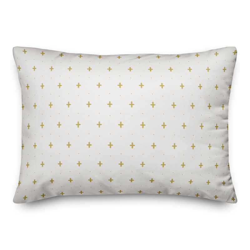 Housse de coussin rectangulaire en polyester / mélange de polyester, Jaune/blanc