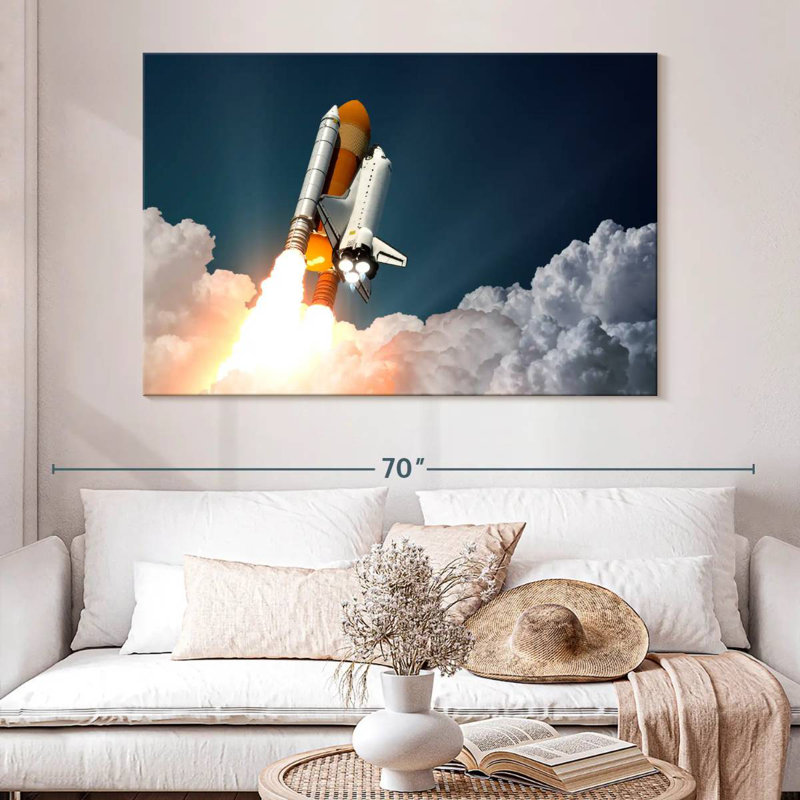 Oberle Rocket Flying To Space, 34" H x 51" W