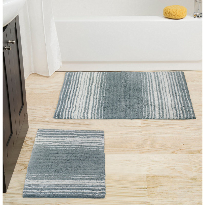 Tapis de salle de bain 100% coton Gradiation Rug Collection (ensemble de 2), Gris