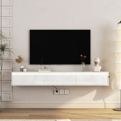 Meuble télé moderne avec lumières DEL et prise de courant