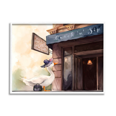 Az-071-Framed " Fashionable Duck In City " by Ziwei Li