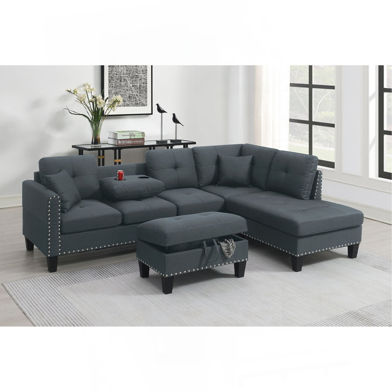 Ensemble de canapé modulaire 3 pièces Living Room Furniture, Gris anthracite
