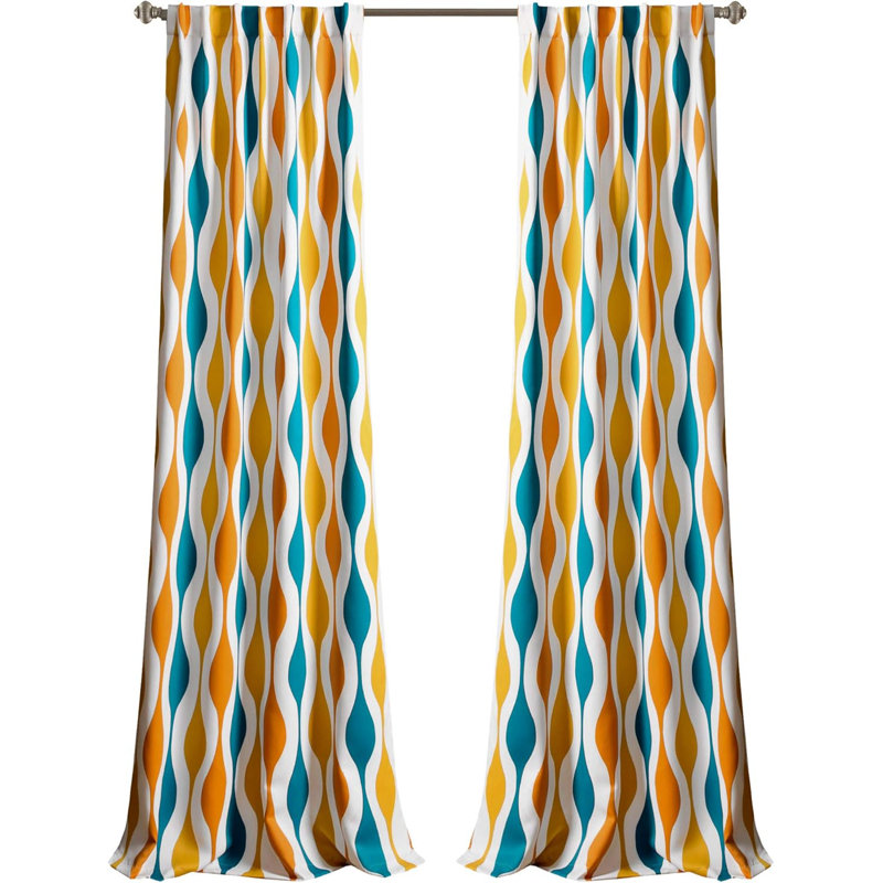 Curtain, Blue/Yellow/White