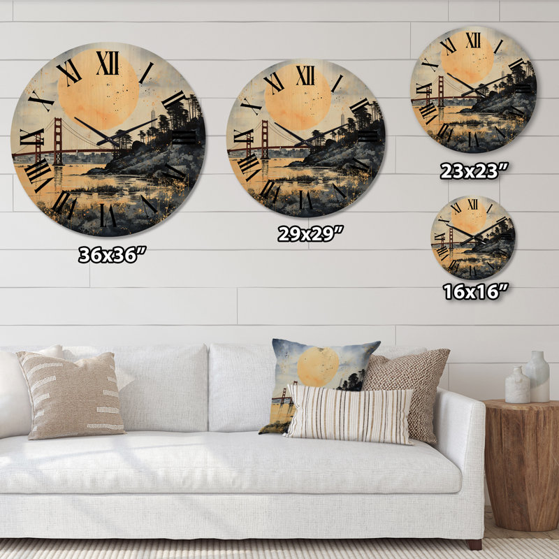 Horloge murale en bois massif Jaysa, Grand