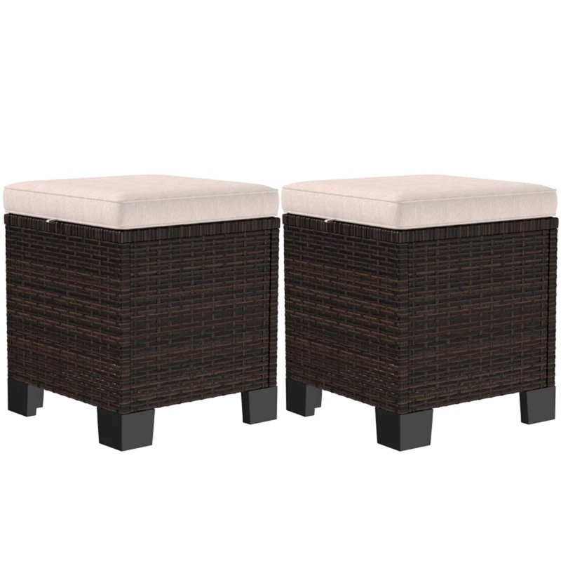 Ensemble de 2 cubes de repose-pieds d'extérieur, Cream White