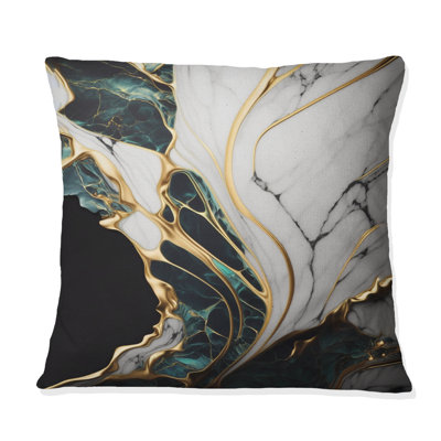 Abstract Geode Gold and Green Marble III - Coussin abstrait en marbre