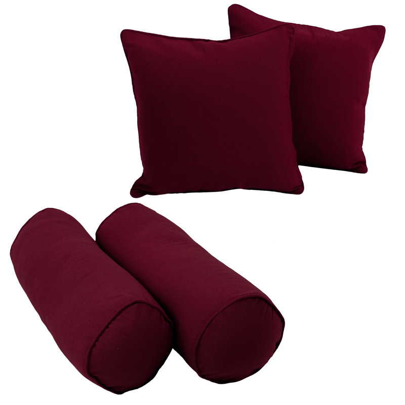Cotton Blend Reversible Throw Pillow, Burgundy