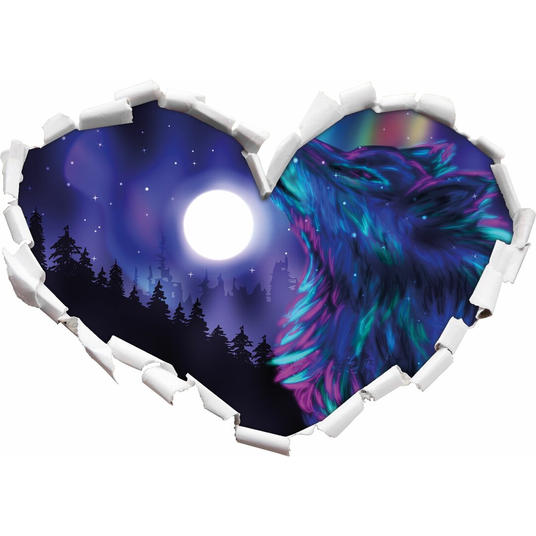 Wandtattoo Abstrakter Wolf mit Mond