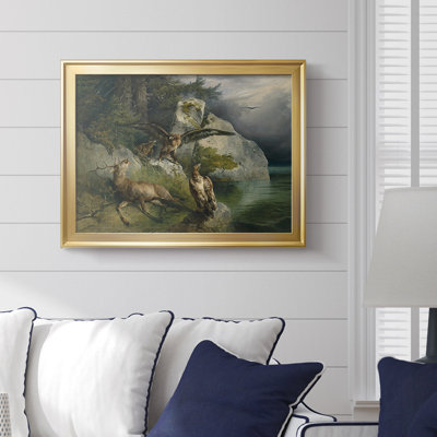 «Landscape: A Dead Stag with Two Eagles» par Frank Gauermann, toile tendue avec châssis, v. 1832