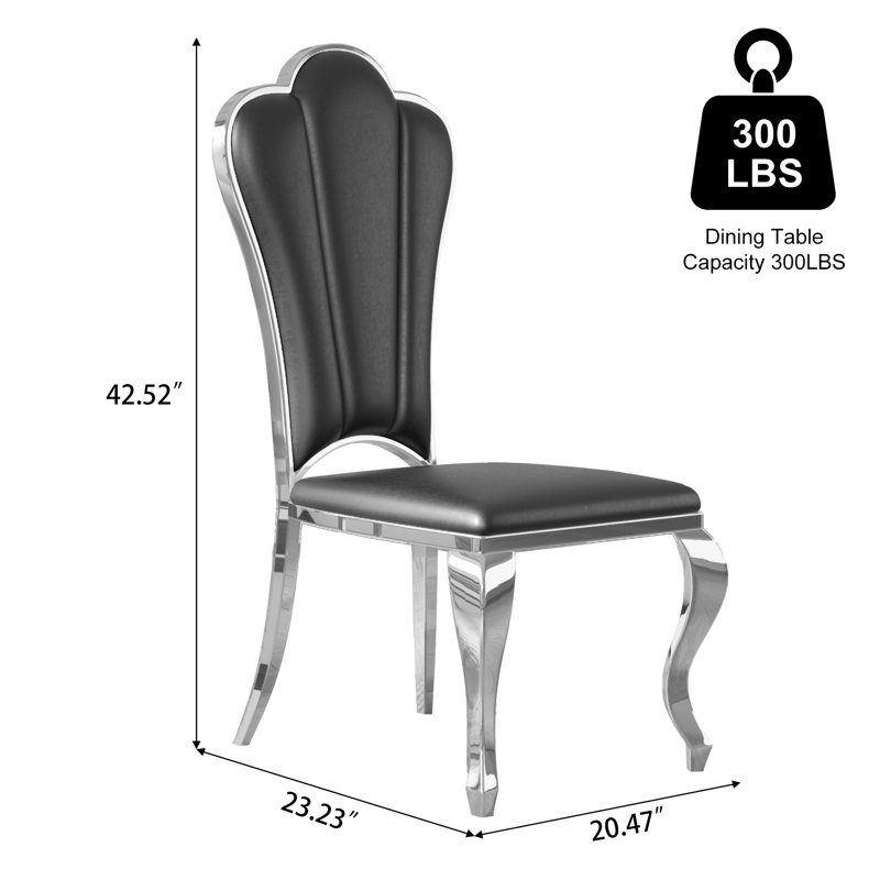 Chaise d'appoint rembourrée Dillin, Noir, Argent