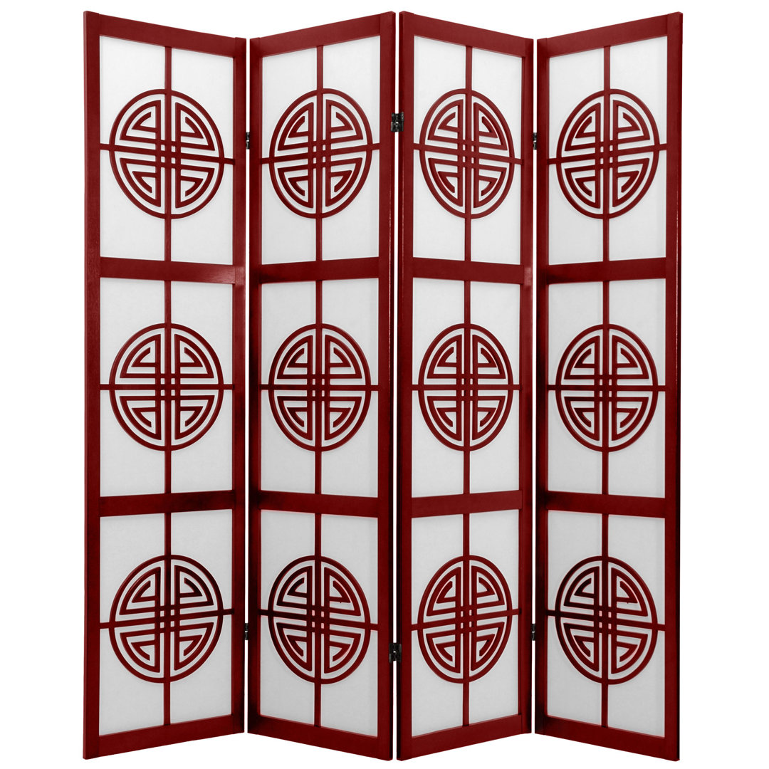 Courtney 68" W x 72" H 4-Panel Rice Paper Folding Room Divider World Menagerie 