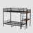 Black Full Size Bunk Bed With LED Light And Charging Socket-800471462