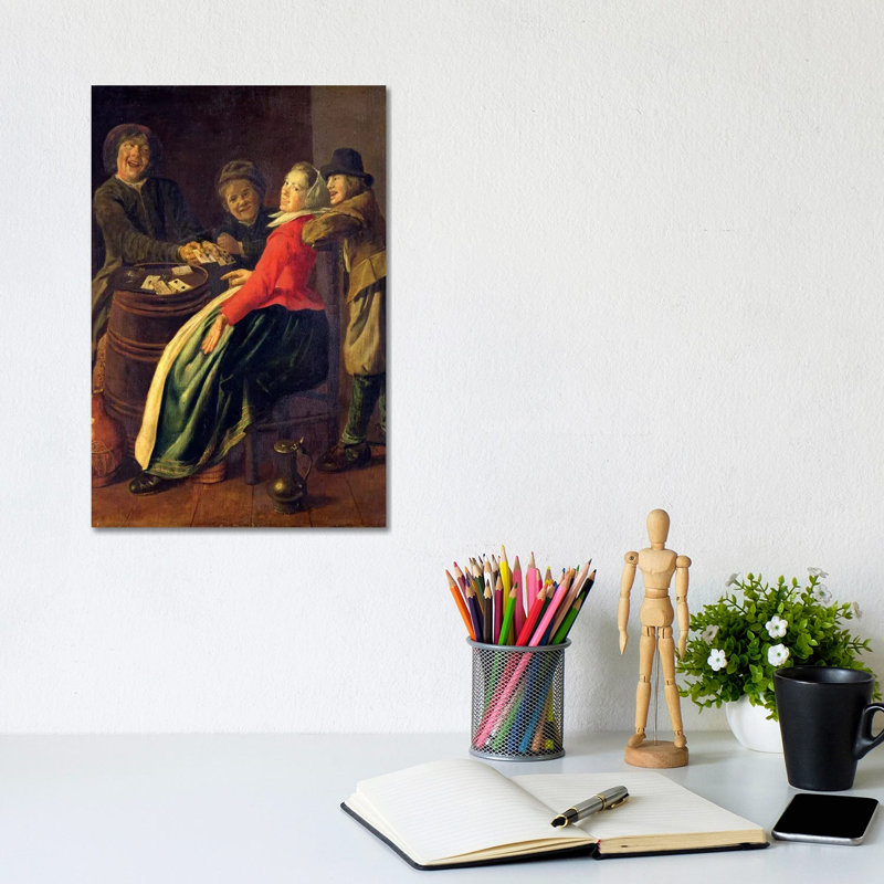 A Game Of Cards by Judith Leyster - Wrapped Canvas Painting, 20.32 cm H x 30.48 cm W