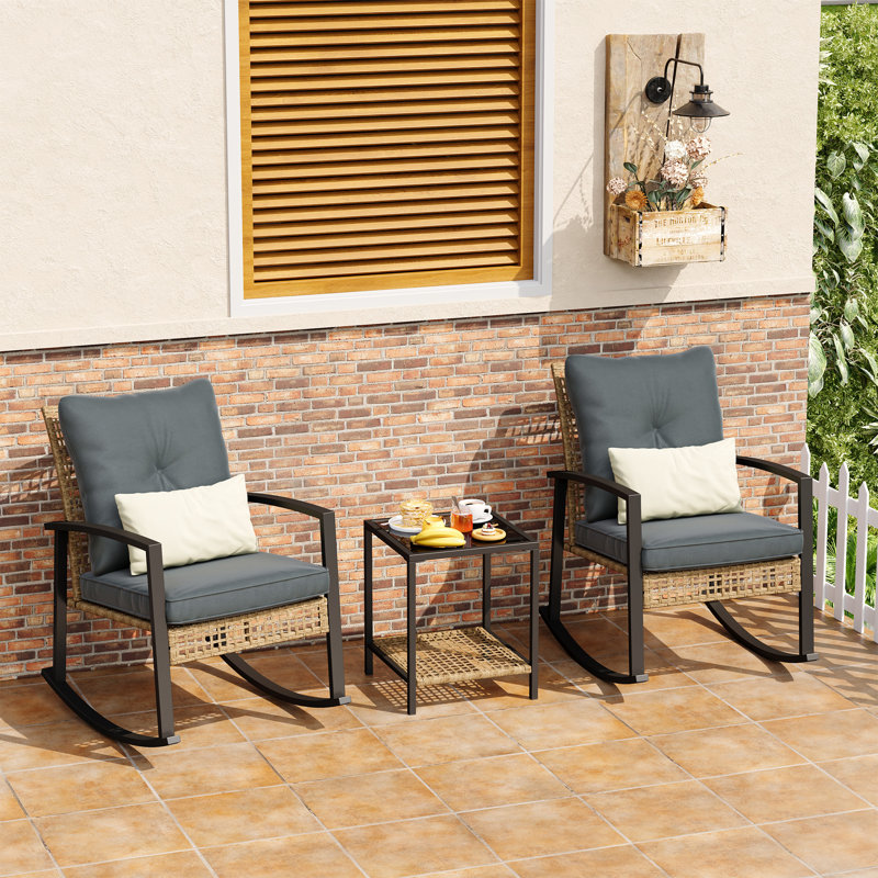 Ensemble de conversation bistro pour 2 personnes avec coussins gris, Gris