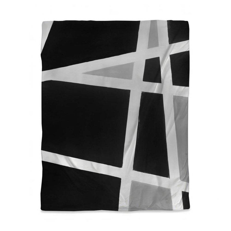 Polyester Sateen Duvet Cover, Twin Duvet, White Black And White Abstract Lines