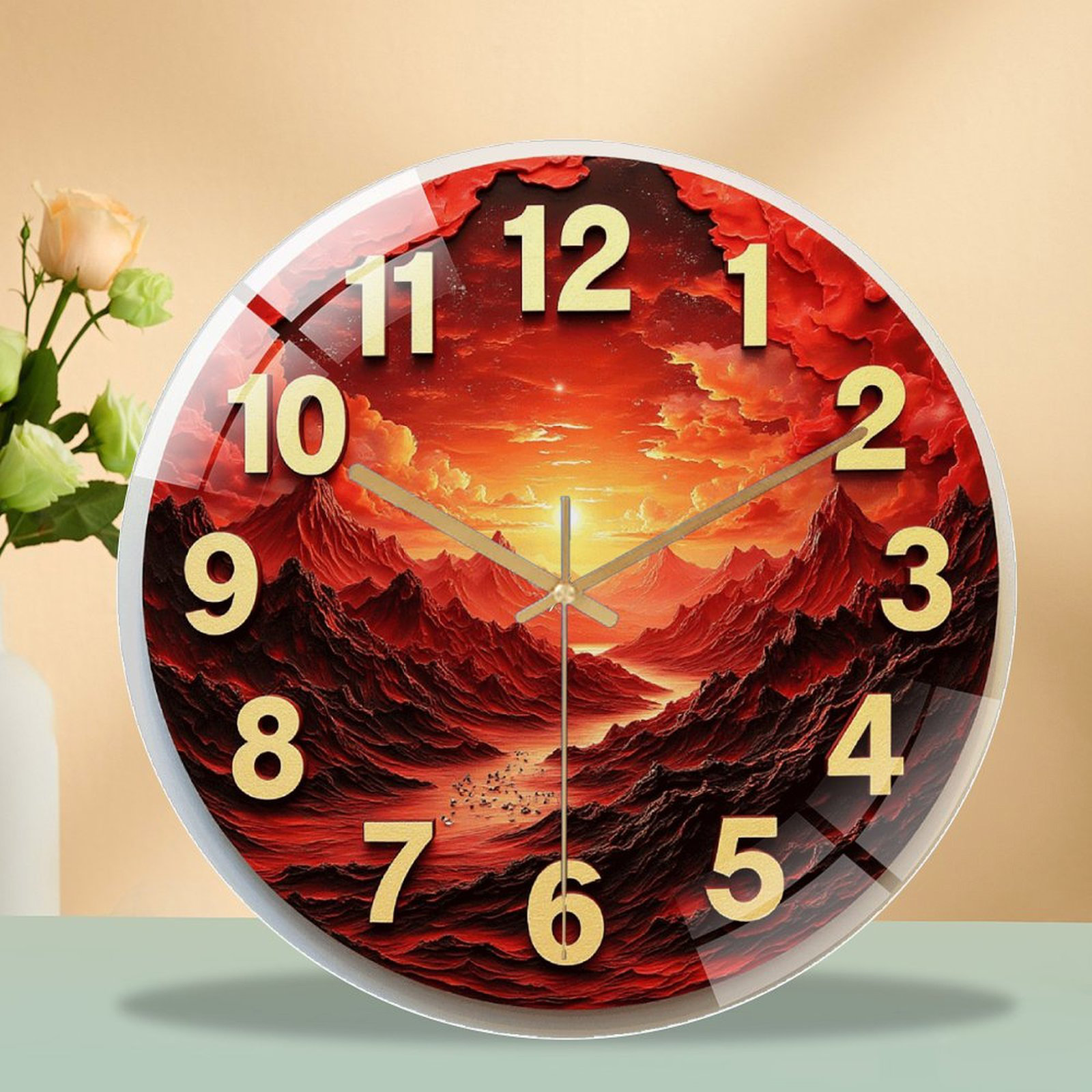 Ophelia & Co. 12" Round Tempered Glass Wall Clock with Silent Quartz ...