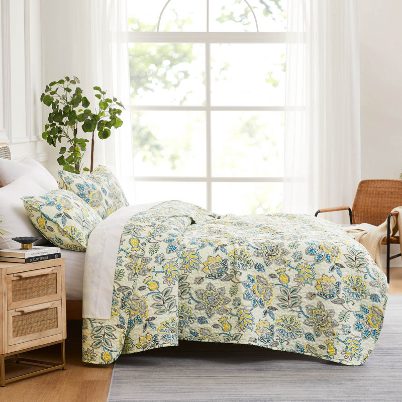 Ensemble de courtepointe en microfibre crème Wanderlust, Courtepointe grand + 2 couvre-oreillers standard