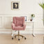 Chaise de bureau pivotante en velours 360 avec base en métal doré et roues universelles, rose-1654898501