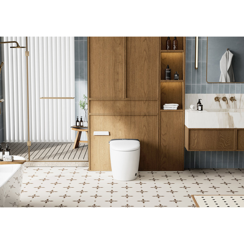 Madrid Smart Toilet Bidet with LED Display,Remote, Blackout Flush, Off-Seat Auto Flush, Auto Open & Close Lid, Heated Seat and Warm Air Dryer,Foot Sensor Operation