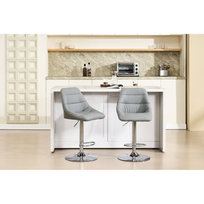 2 tabourets de bar, siège en velours gris, base, hauteur réglable, pivotant, nettoyage facile, tabourets imperméables, repose-pieds et hauteur naturelle, velours, gris, à nettoyer rapidement