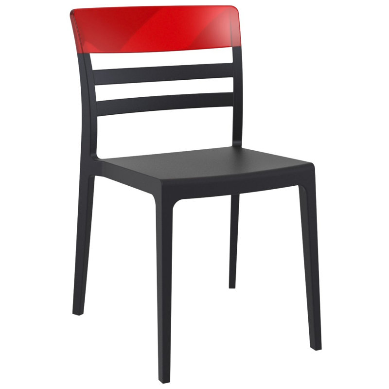 Chaise d'appoint de salle à manger Milliman, Noir / rouge transparent
