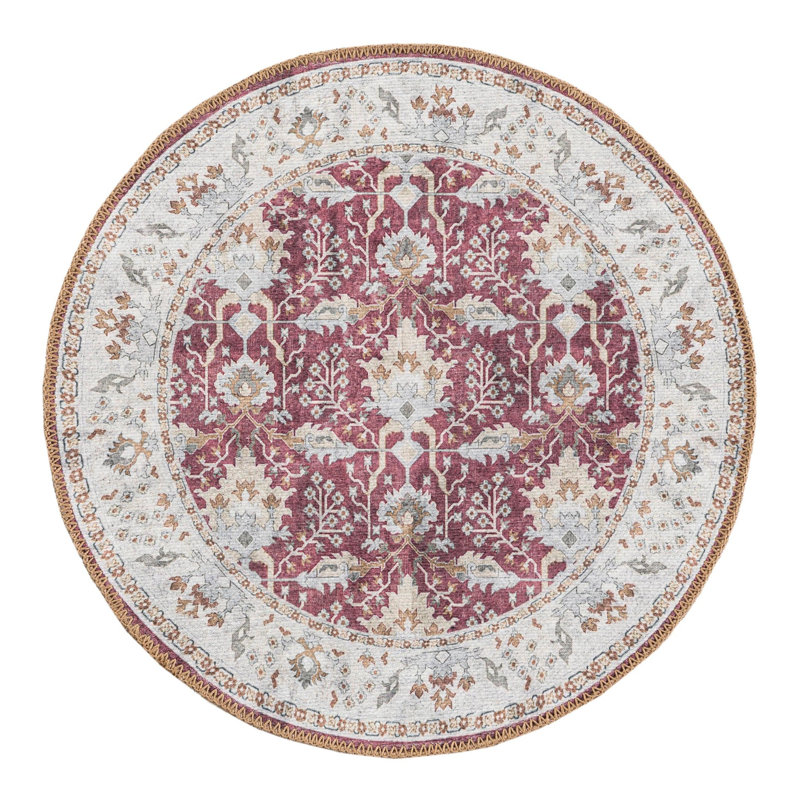 Masina Performance Chenille Floral Indoor Rug, Round 2' x 2'