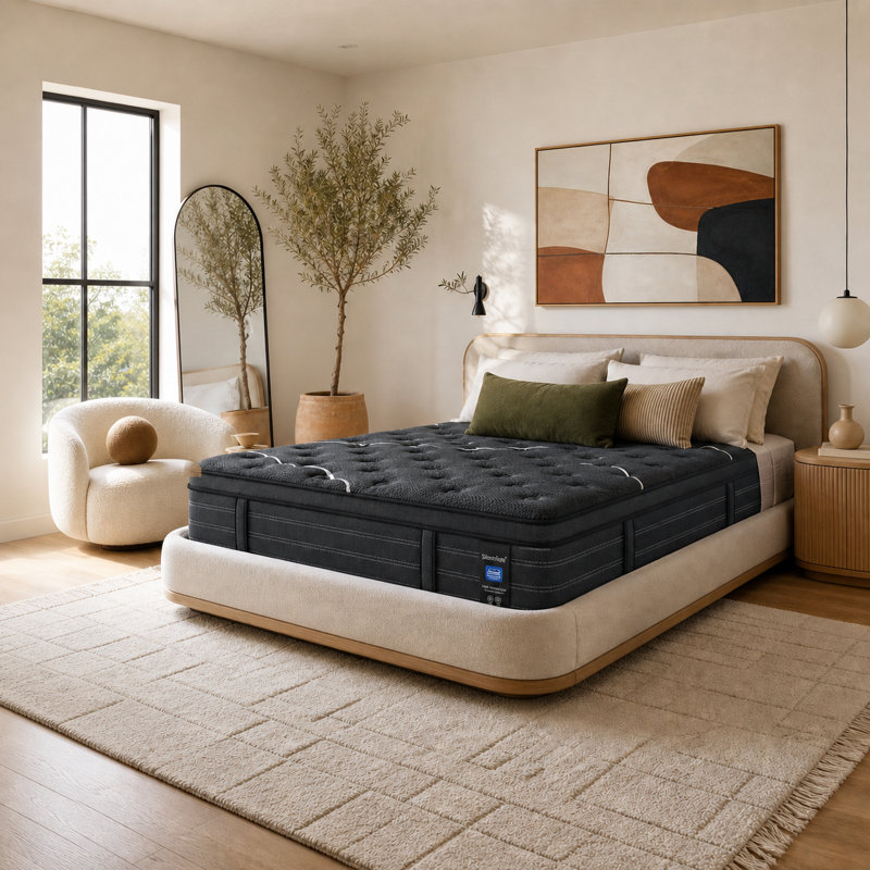 Matelas hybride extra ferme de 35,5 cm (14 pouces) en mousse à mémoire de forme infusée de gel, avec ressorts ensachés et renforts de bordure en mousse.