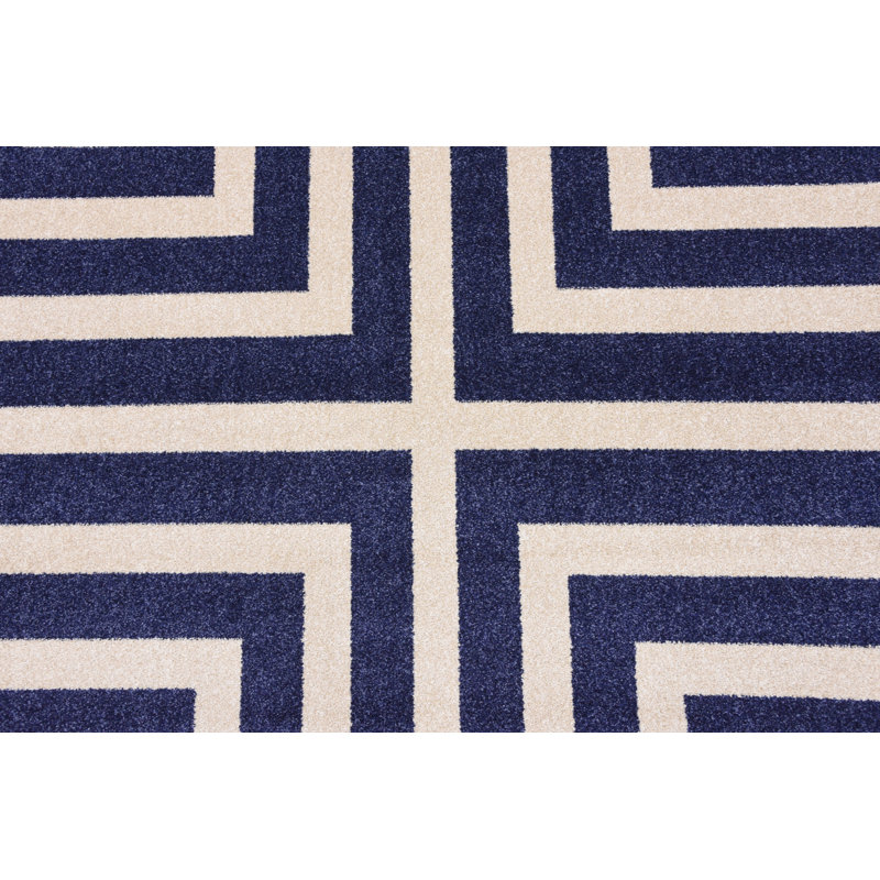 Tapis crème / bleu marine Barreto, Rectangle 2 pi x 3 pi 1 po