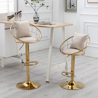 Chaise de bar en velours blanc cassé
