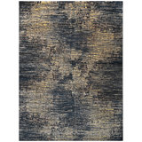 High-Quality Hand-Knotted Denim Blue And Gold Area Rug