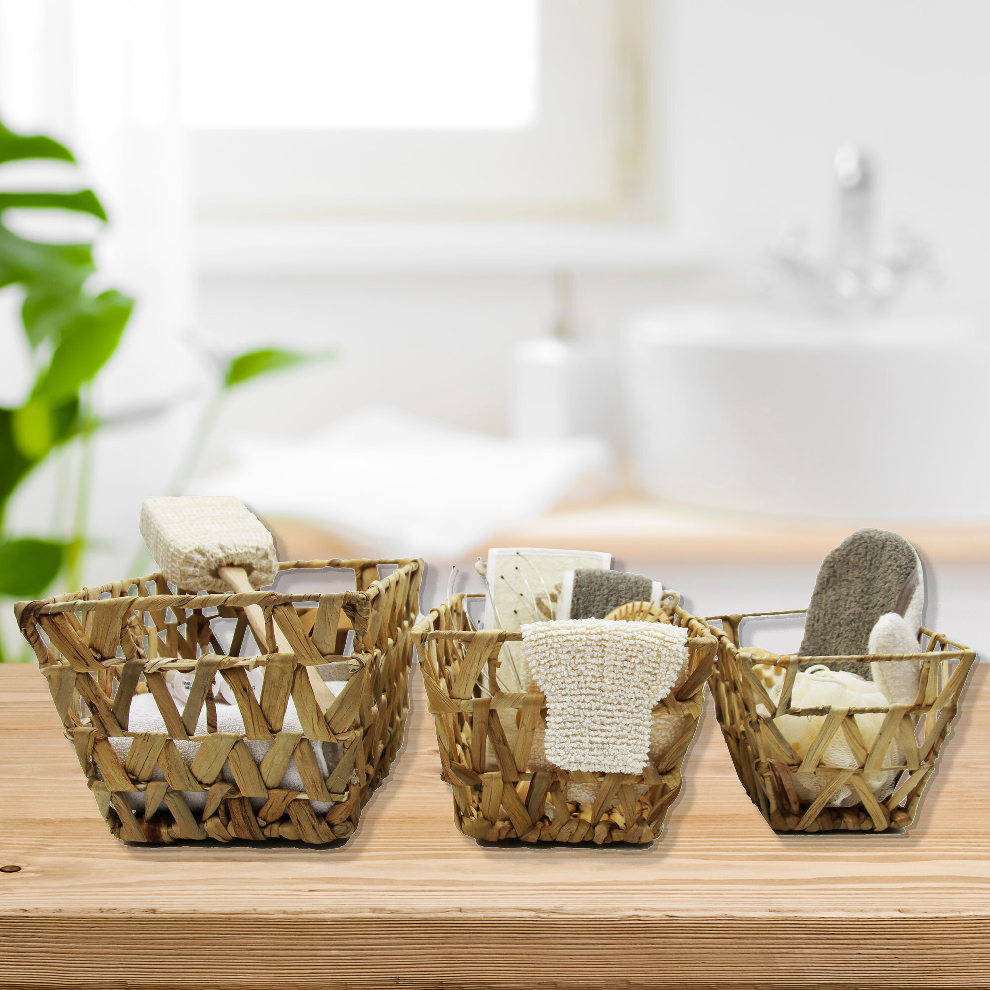 Water Hyacinth Storage Bins with Handles