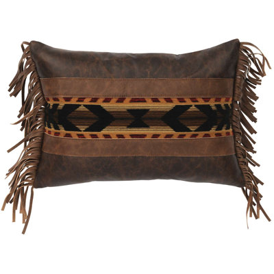 Wooded River Patchwork Leather Pillow (12"x18")
