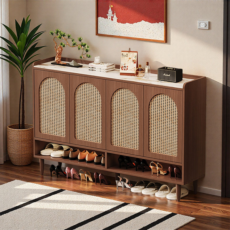 Armoire de rangement pour chaussures en bois massif, H 41,34 po x l 64,17 po x P 13,78 po