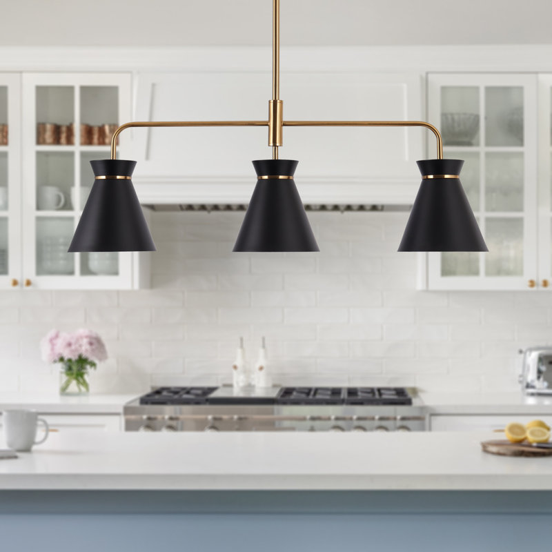 Luminaire suspendu linéaire à 3 lumières pour îlot de cuisine Latieka