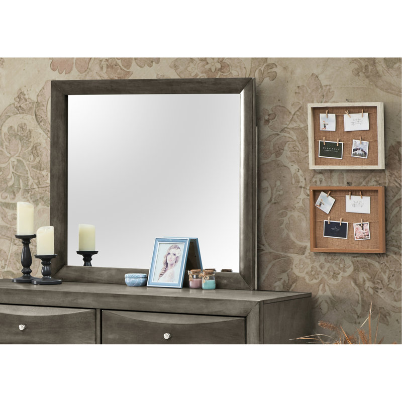 Miroir mural moderne gris pour différentes pièces - 39 po de hauteur x 35 po de largeur et 1 po de profondeur, aucun assemblage requis, amplifie la sensation d'espace