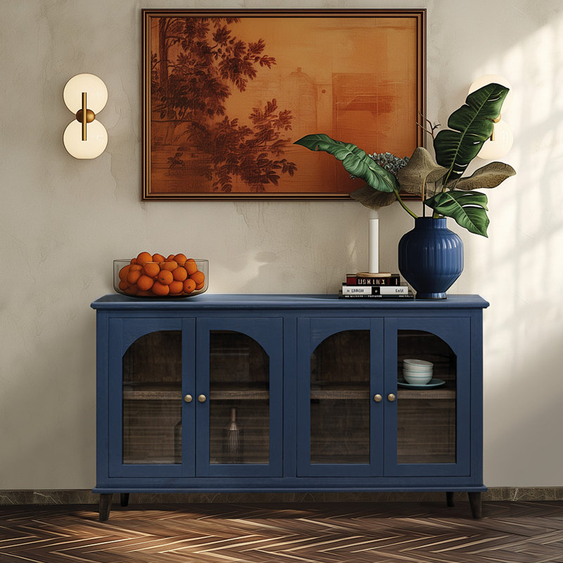 70.75" Wide Solid Wood Sideboard, Blue