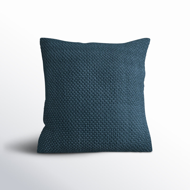 Mansel Square Cotton Pillow Cover & Insert, Peacock Blue, Polyester, Square 20"