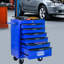 Armoire 6 coffres à outils, acier noir et bleu de 20 po, glissières de tiroir à roulement, 4 roues, verrouillable, chariot d'atelier à poignée à tirer, matériau en acier, + bleu, tiroirs, conception verrouillable-1420339928
